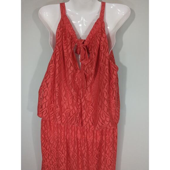 Emma & Michele Red Lace Halter Blouson Maxi Dress Size 2X Coastal Party NWT - Picture 7 of 11